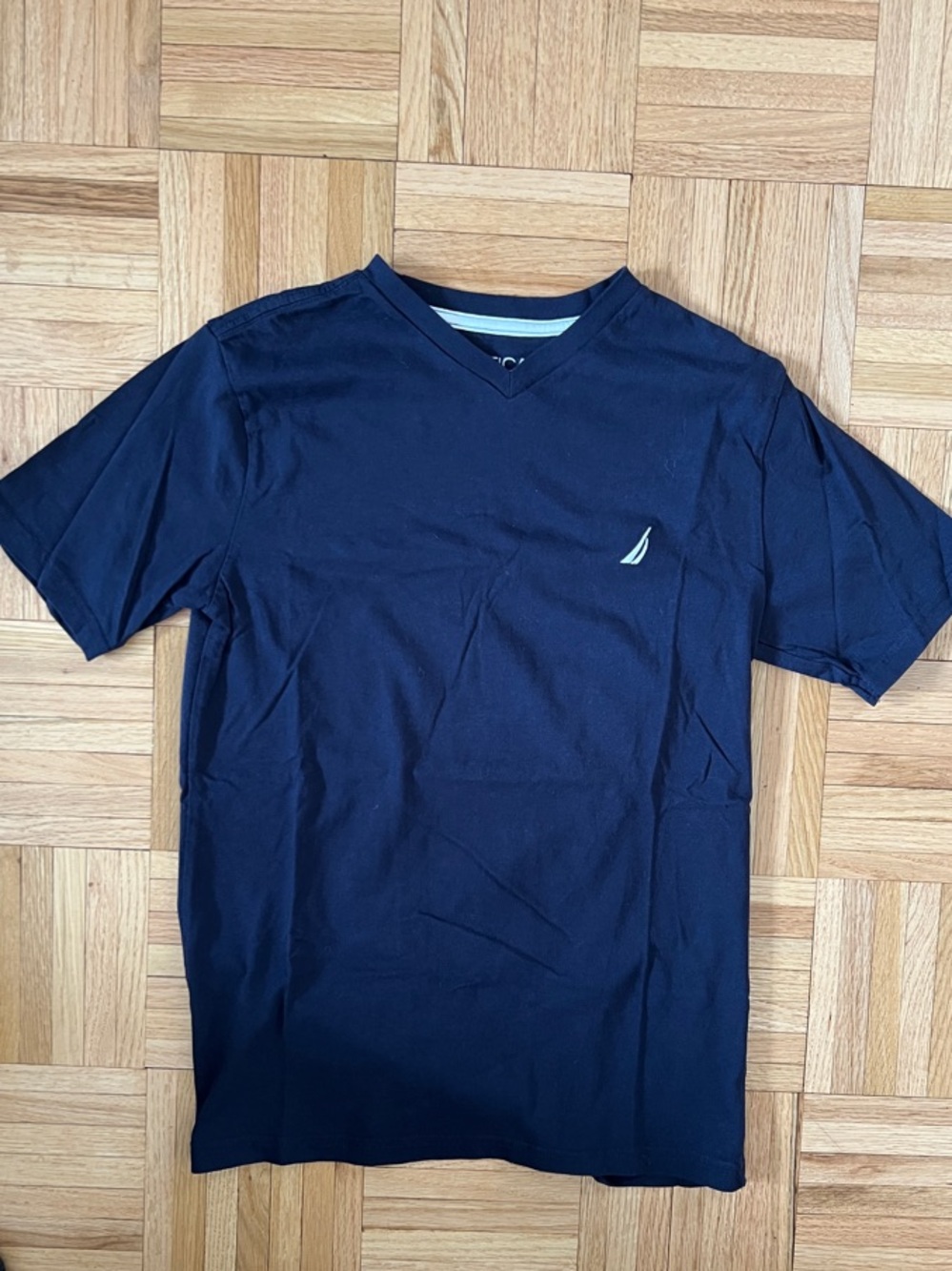 Boy’s Nautica Navy V‑Neck Sail Logo Tee
